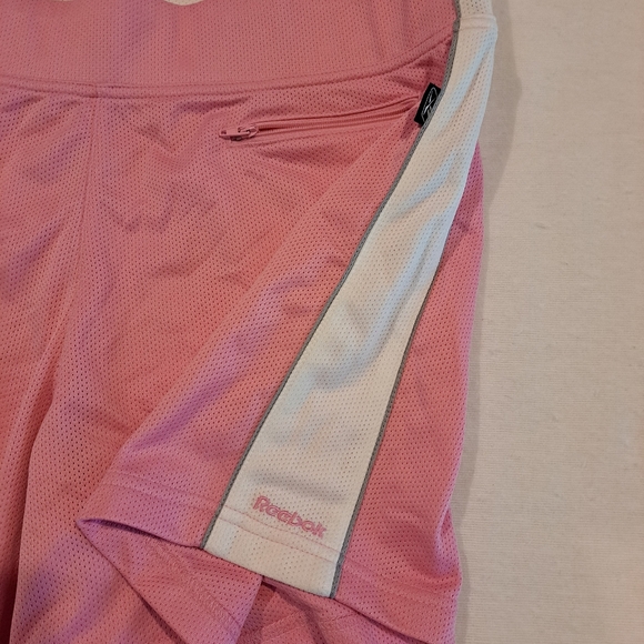 Reebok Pink with White Stripe Mesh Shorts Size Large - Picture 3 of 5
